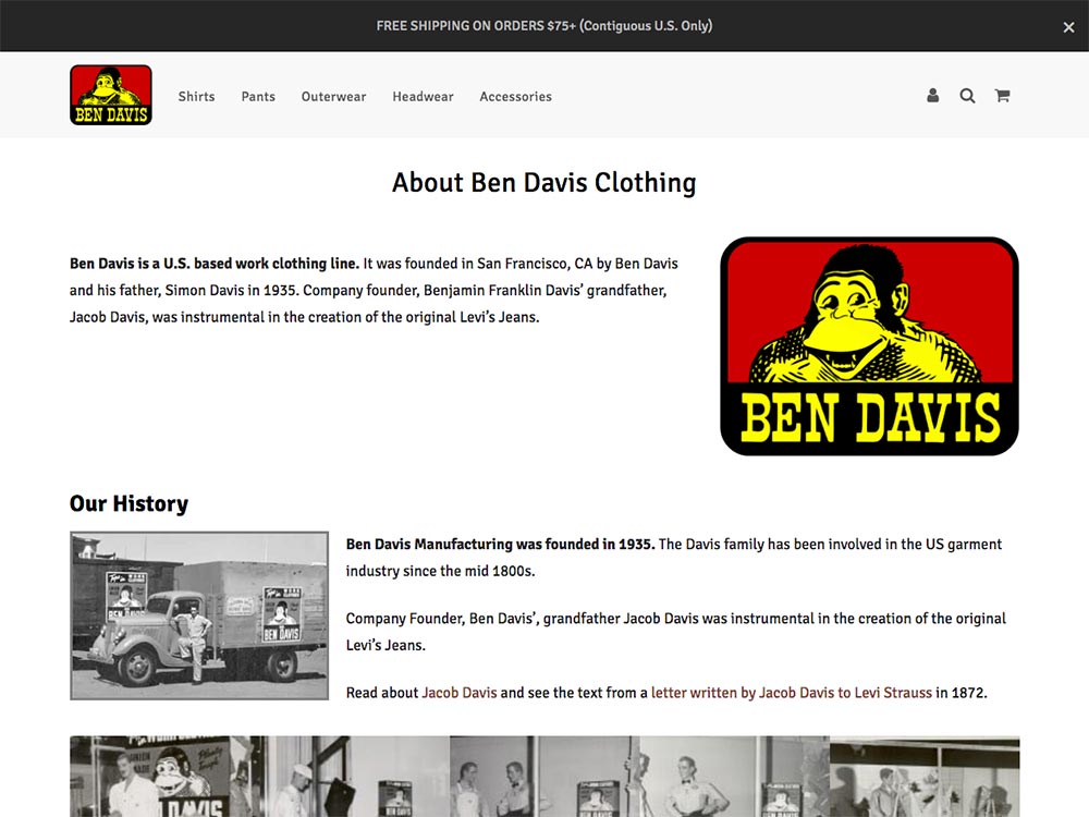 Ben Davis Clothing About Page
