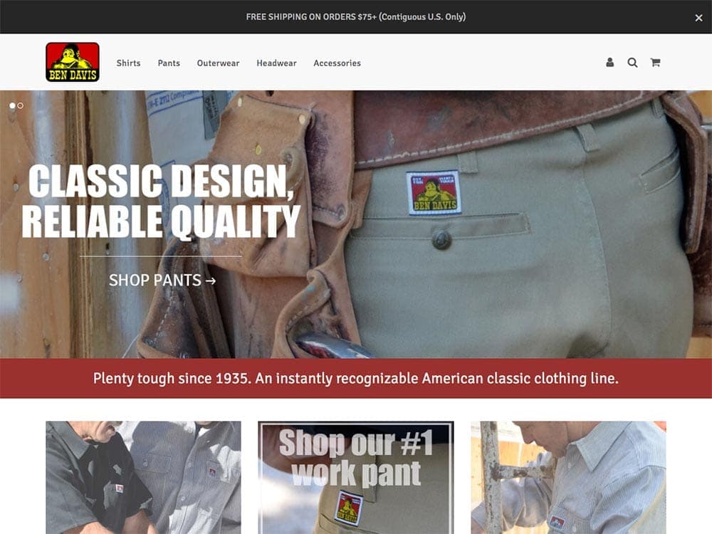 Ben Davis Clothing Homepage 1