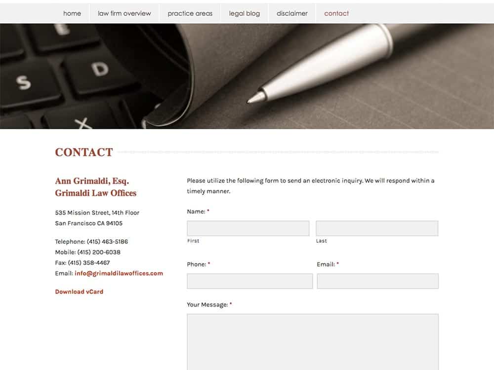 Grimaldi Law Offices Contact Page