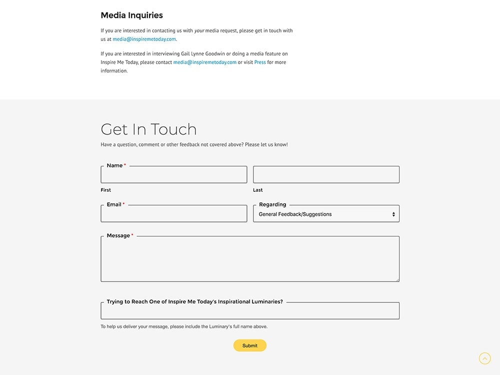 Inspire Me Today Contact Page