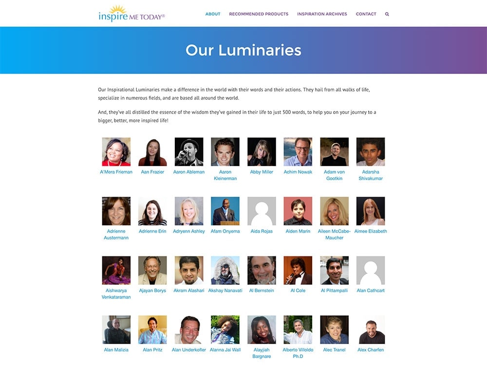 Inspire Me Today Luminaries Page