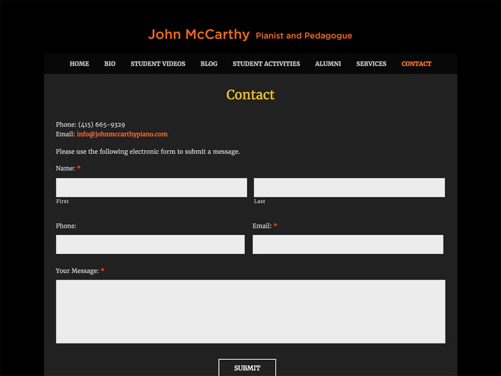 John McCarthy Contact Page