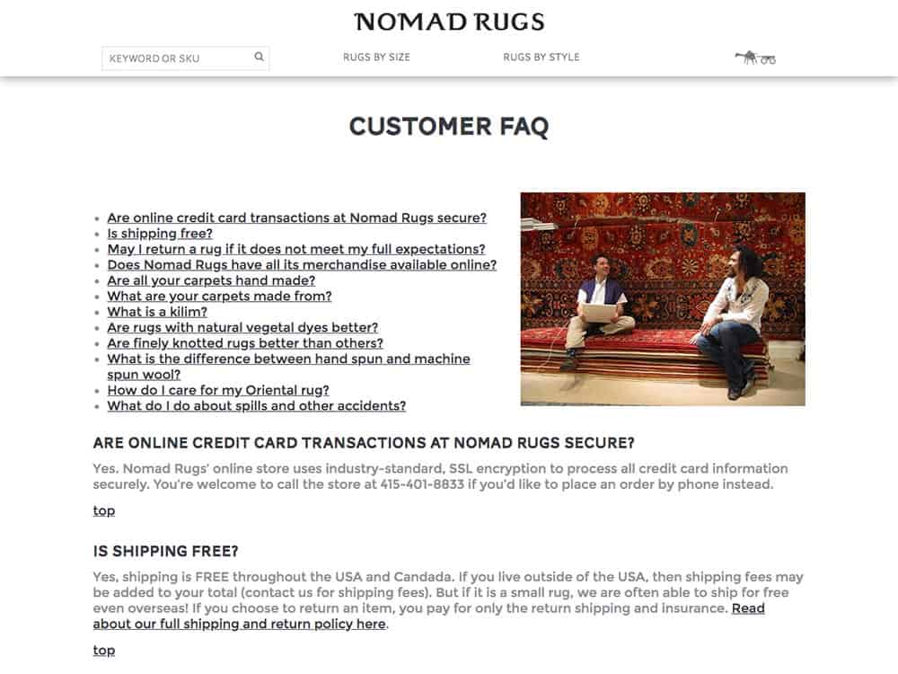 Nomad Rugs Customer FAQ Page