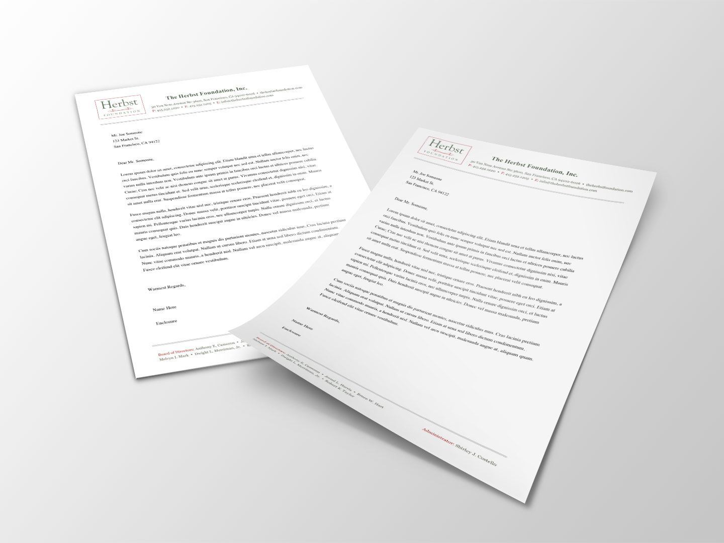 The Herbst Foundation Letterhead