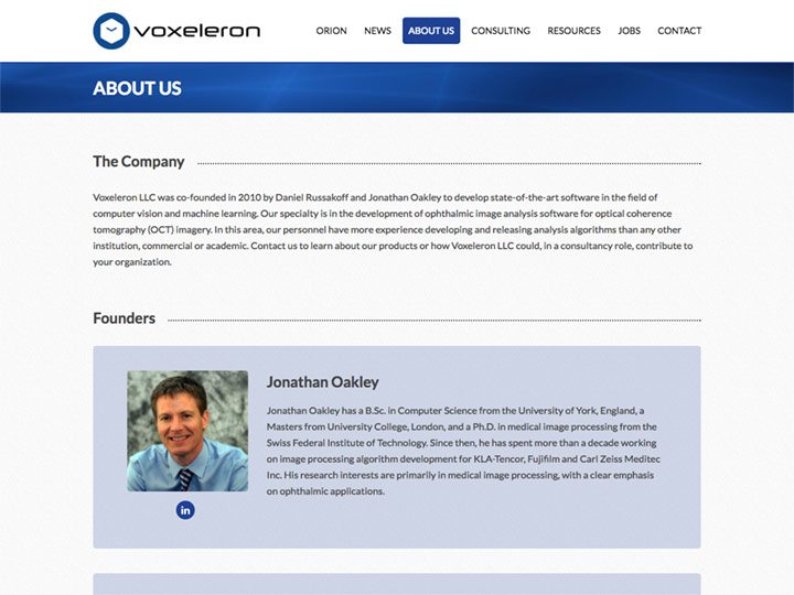 Voxeleron About Us Page