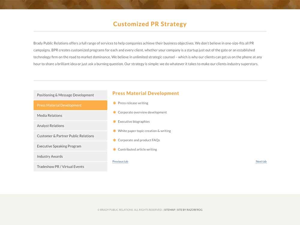 Brady Public Relations Services Page