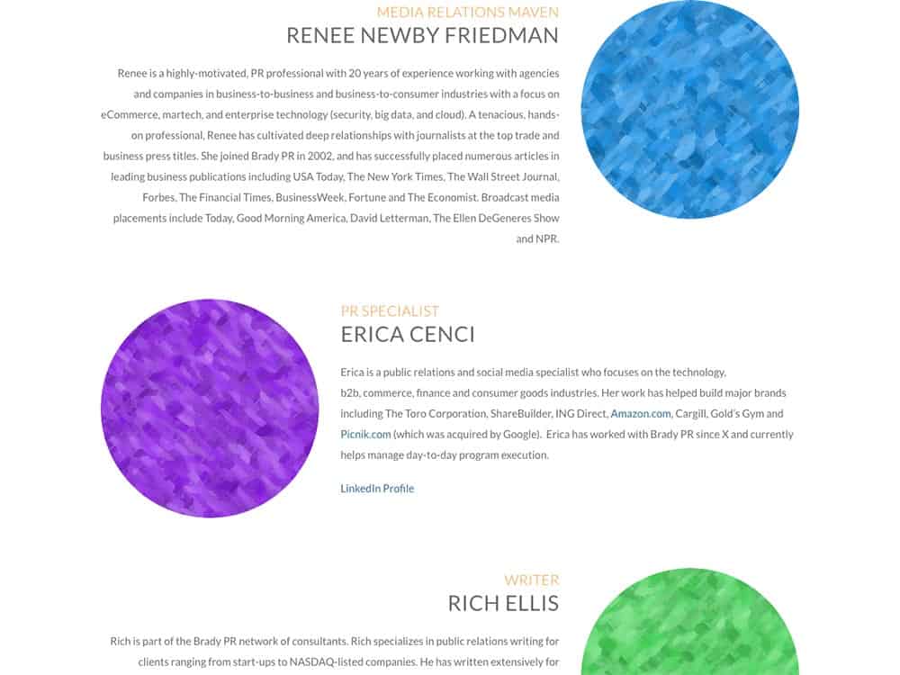 Brady Public Relations Team Page