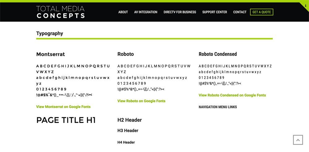 Total Media Concepts Style Guide - Typography