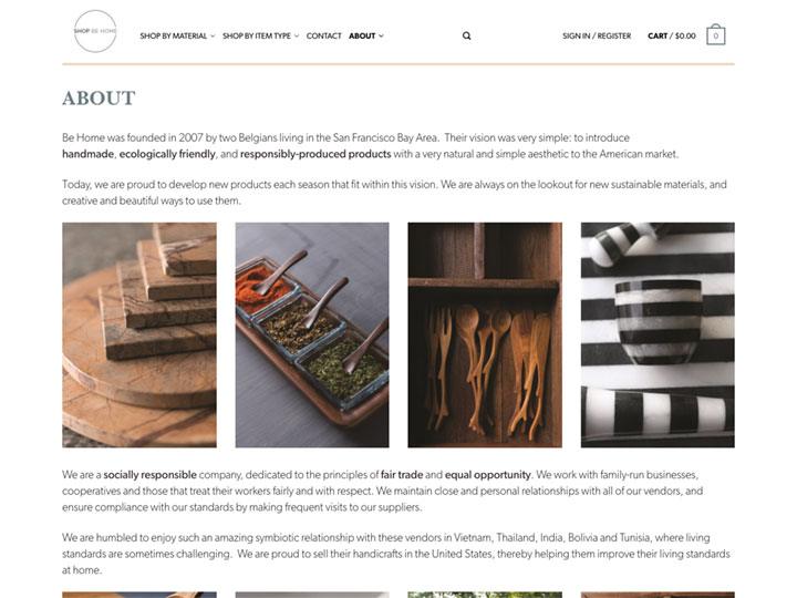 Shop Be Home About Page