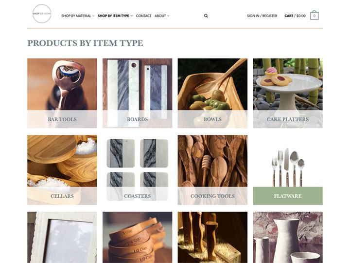Shop Be Home Products By Item Type Page