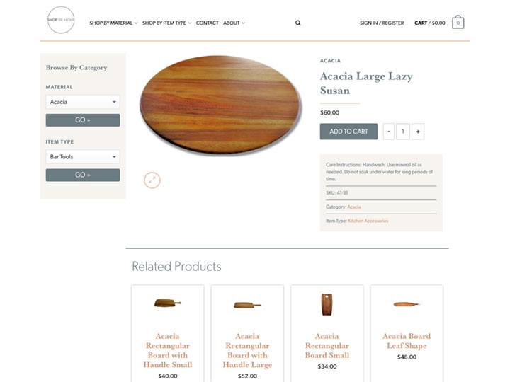 Shop Be Home Single Product Page