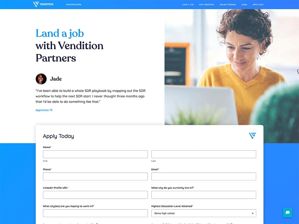 Vendition 2020 Apply Now Page