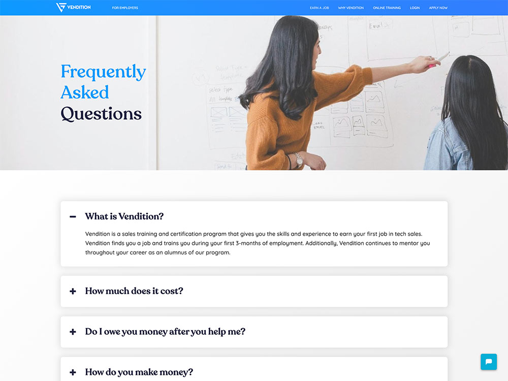 Vendition 2020 FAQs Page