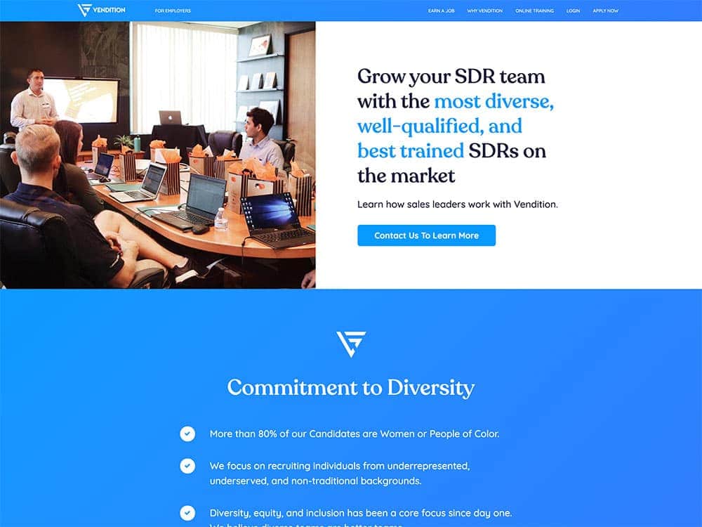 Vendition 2020 For Employers Page