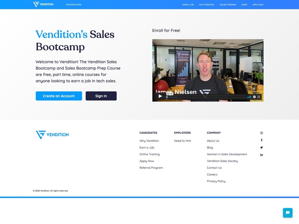 Vendition 2020 Online Training Page