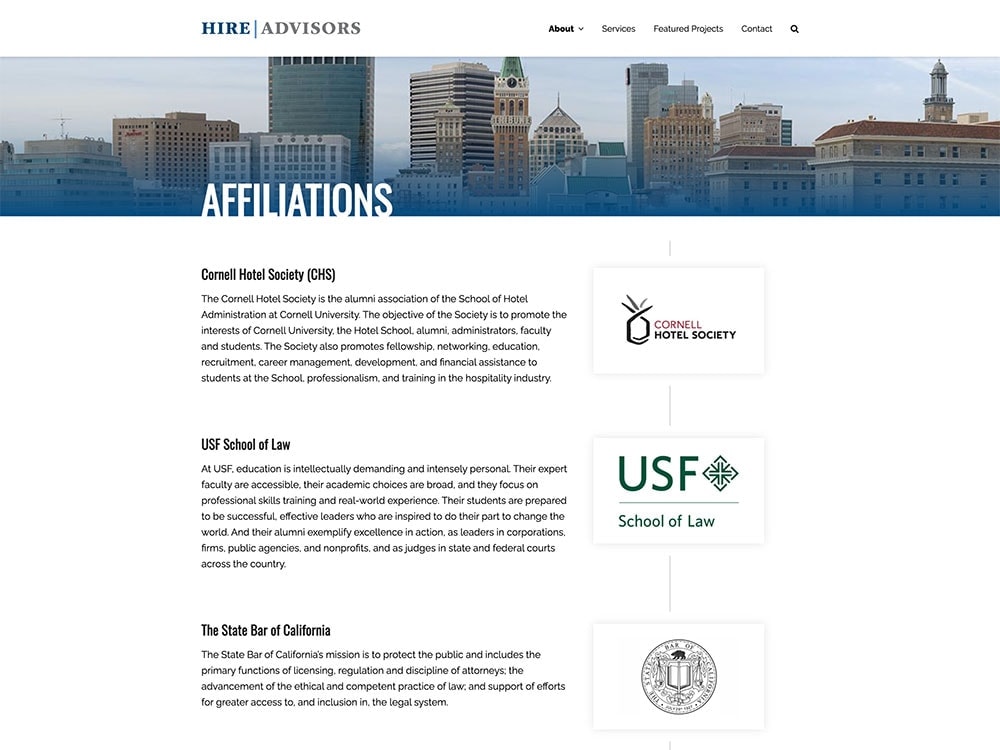 HIRE Advisors Affiliations Page