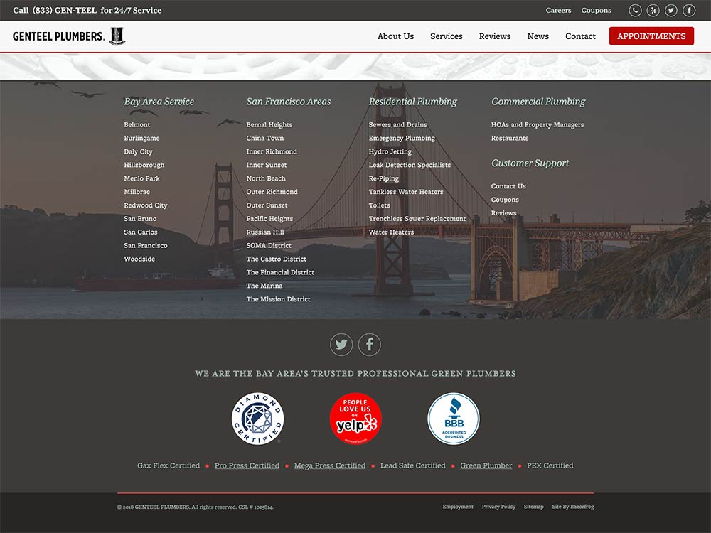 Genteel Plumbers Site Footer