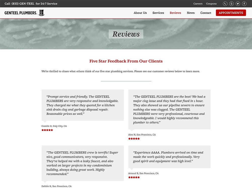 Genteel Plumbers Reviews Page