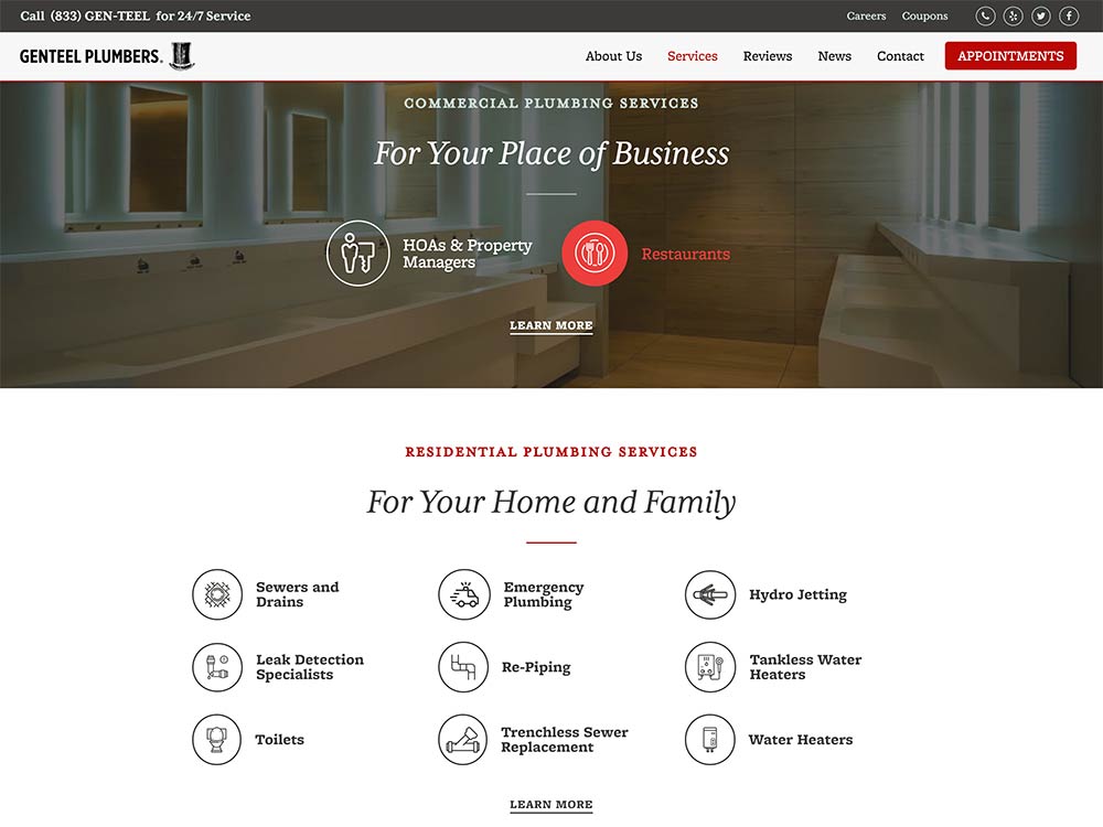 Genteel Plumbers Services Page