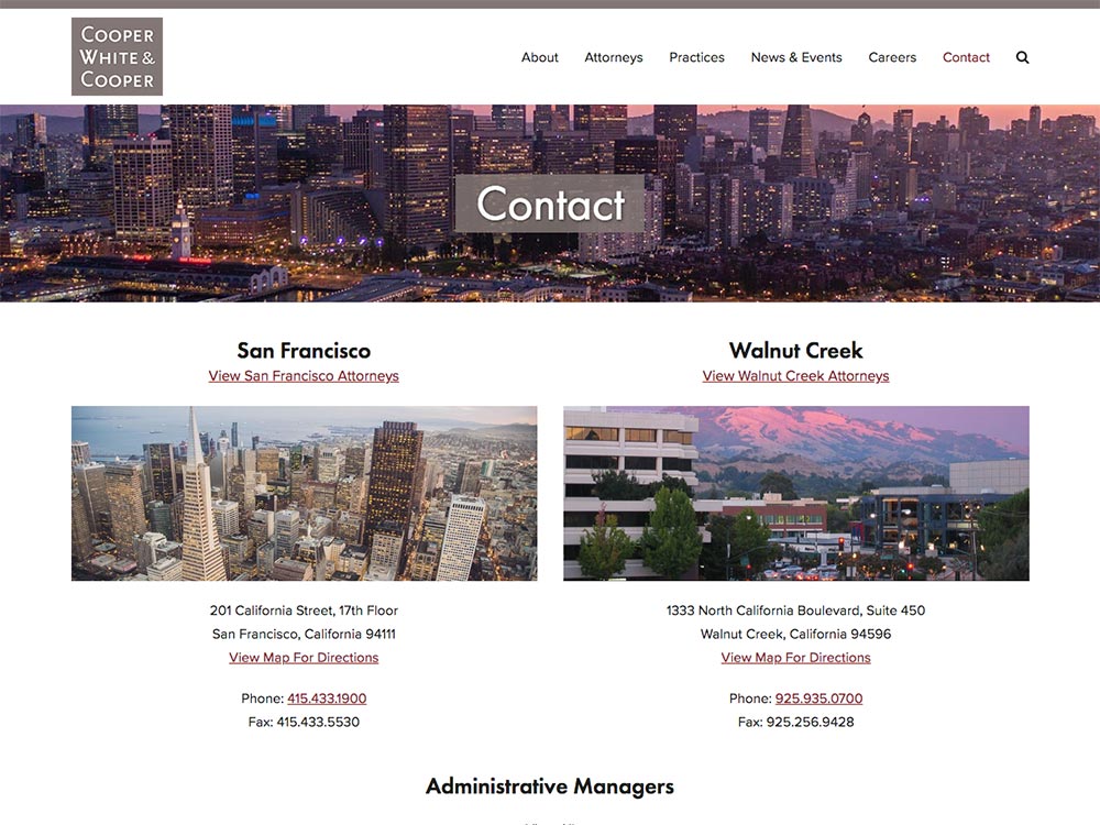 Cooper White & Cooper Contact Page