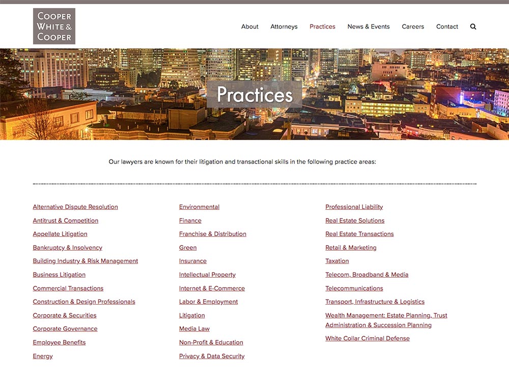 Cooper White & Cooper Practices Page