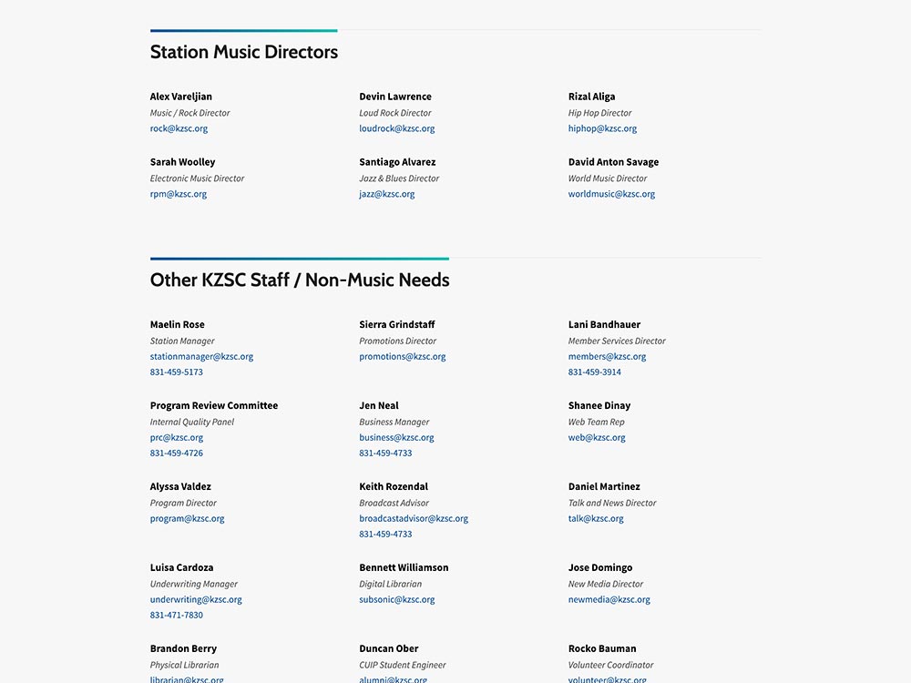 KZSC Santa Cruz 88.1 FM Staff Page