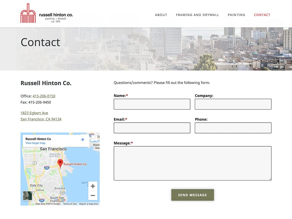 Russell Hinton Co. Contact Page