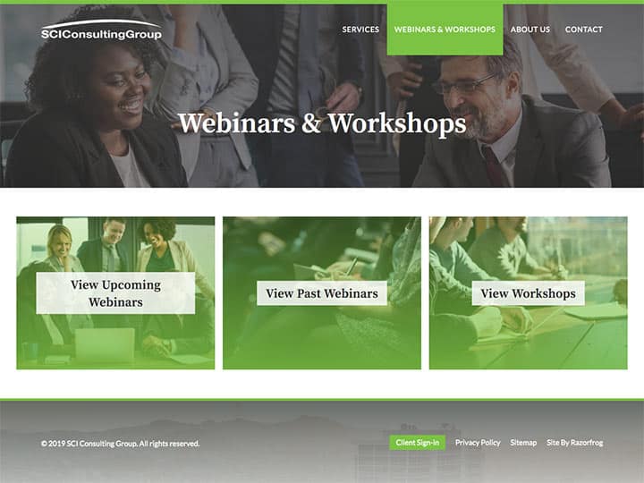 SCI Consulting Group Webinars Page