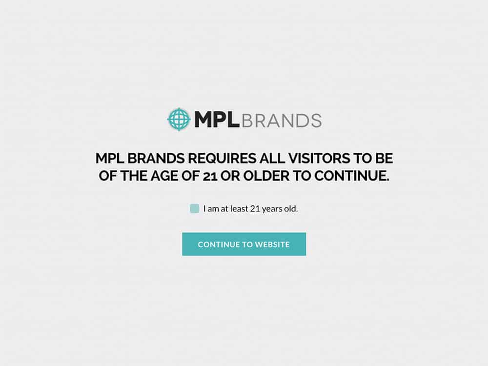 MPL Brands Age Verification Screen