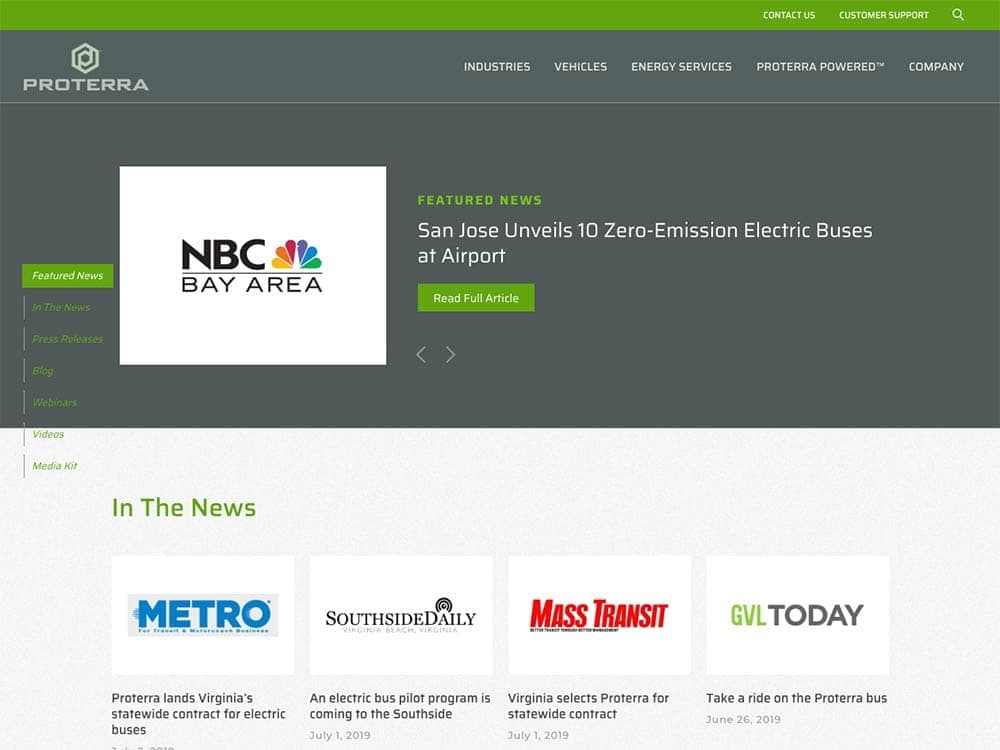 Proterra Newsroom Page