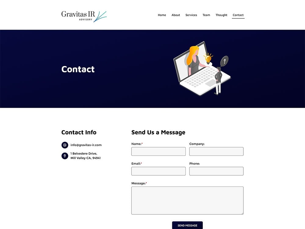 Gravitas IR Advisory Contact Page