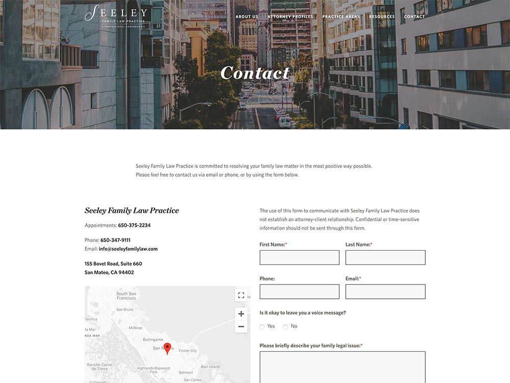 Seeley Family Law Practice Contact Page