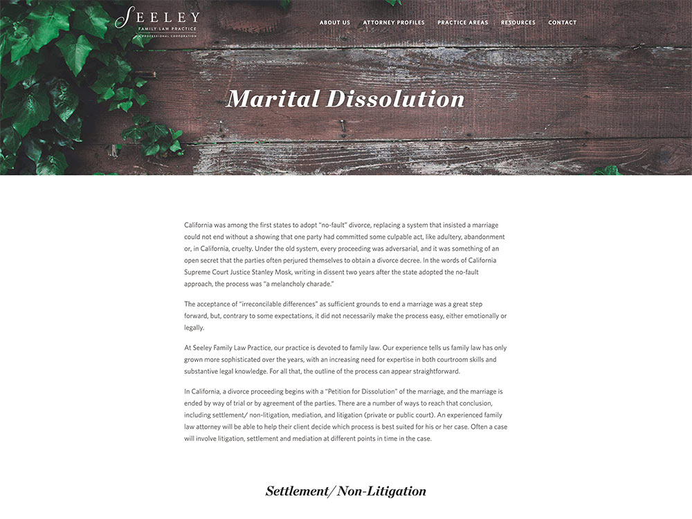 Seeley Family Law Practice Firm Practice Area Page