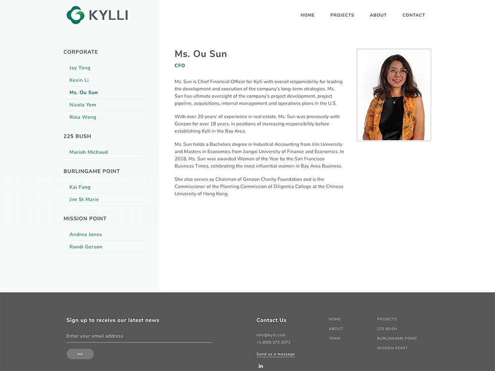 Kylli Single Team Member Page