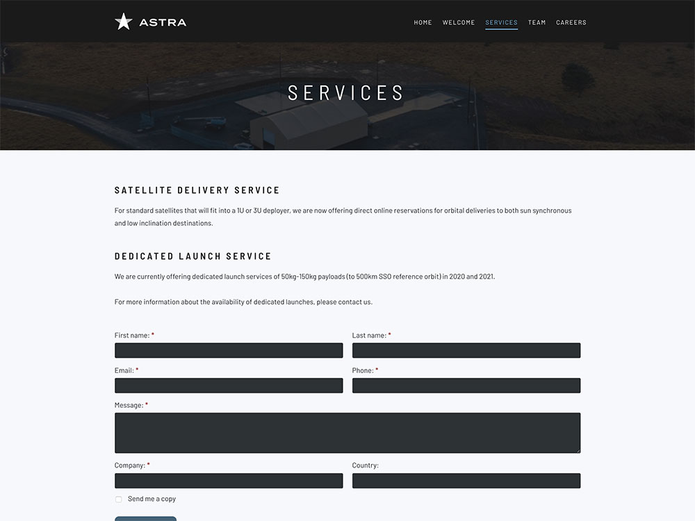 Astra Services Page