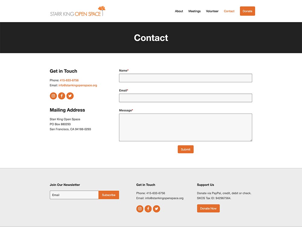 Starr King Open Space Contact Page