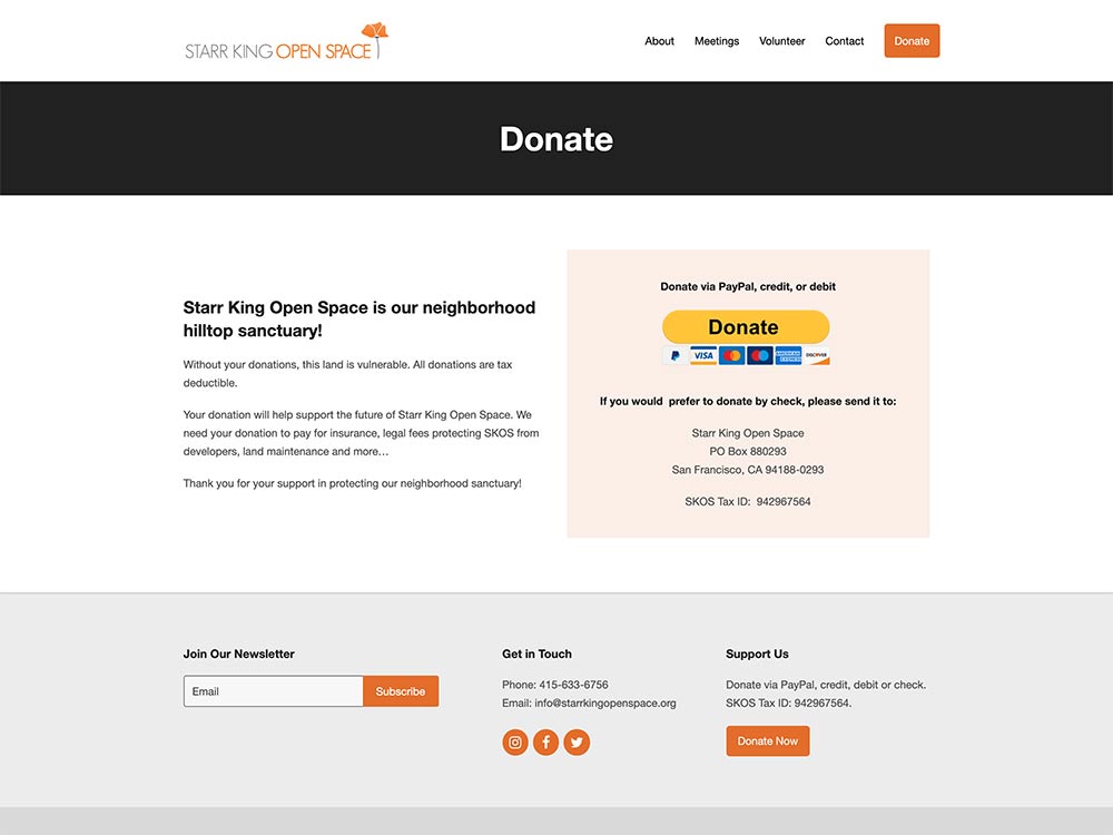 Starr King Open Space Donate Page