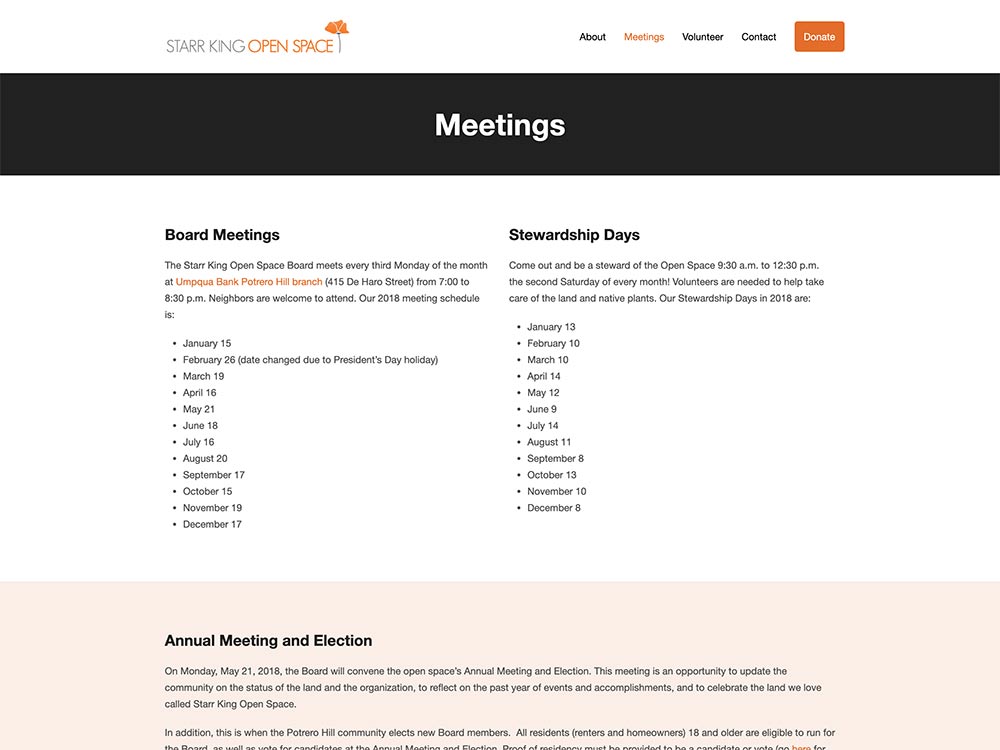 Starr King Open Space Meetings Page