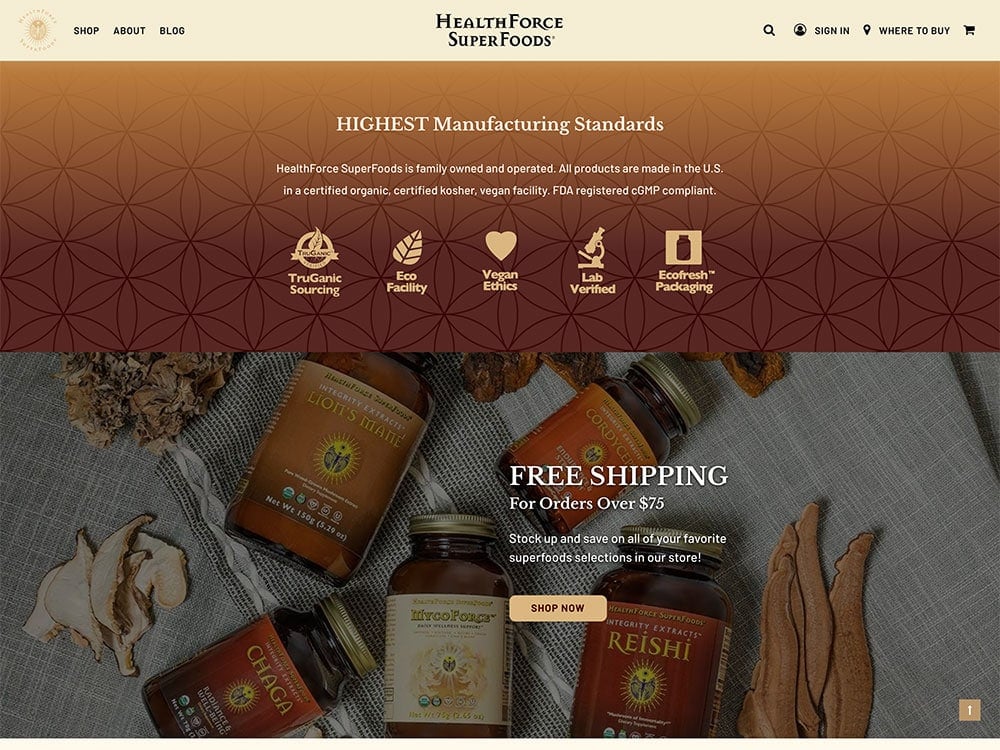 HealthForce SuperFoods Homepage 2
