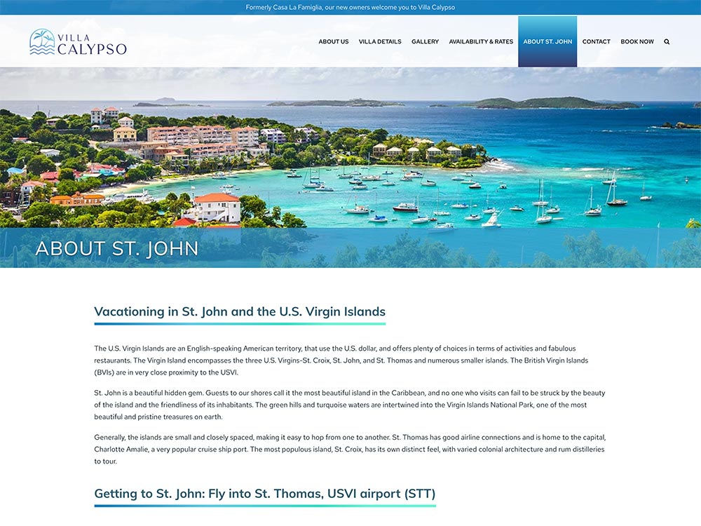 Villa Calypso About St. John Page