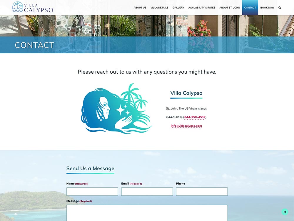 Villa Calypso Contact Page