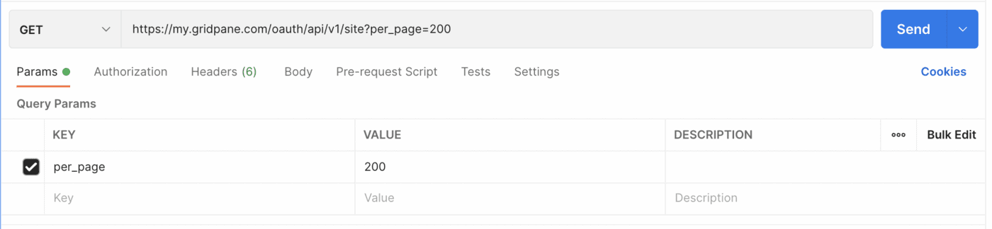 gridpane api get sites list