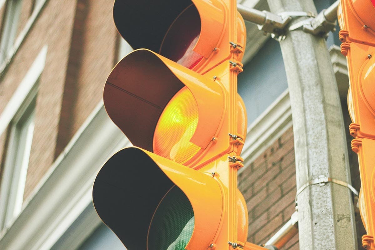 Street Light With Yellow Signal