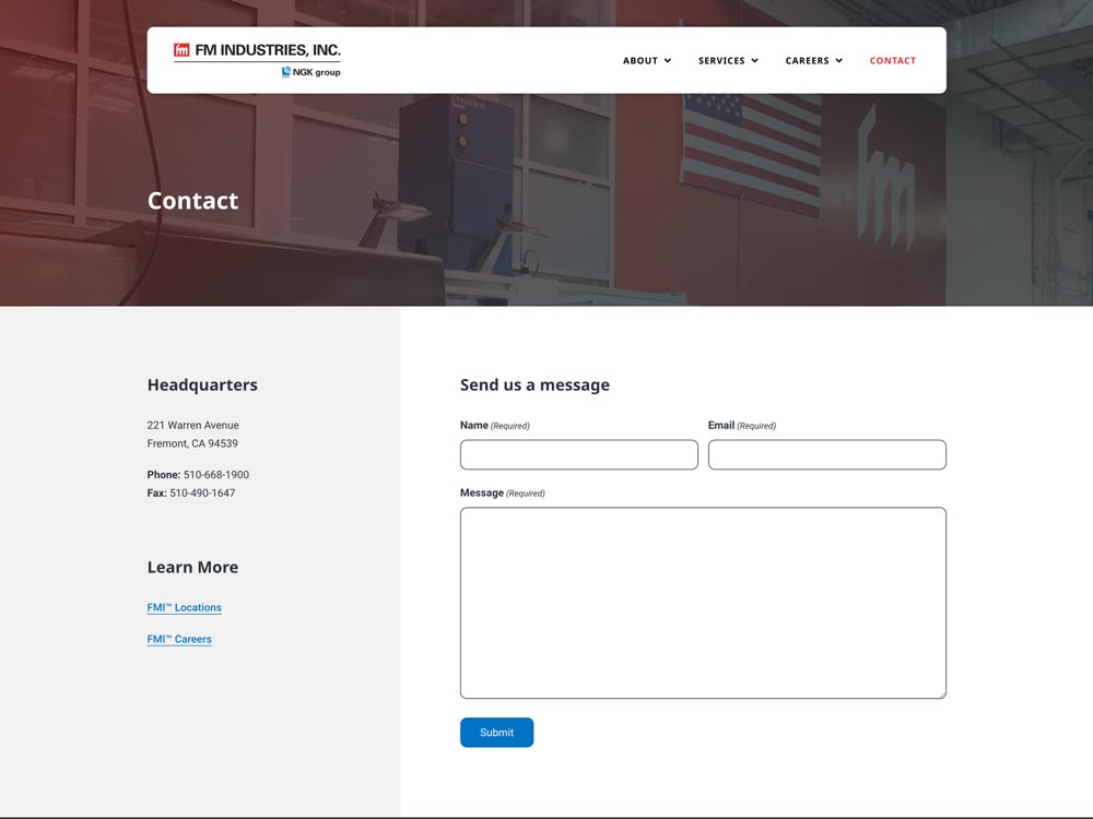 FM INDUSTRIES Contact Page