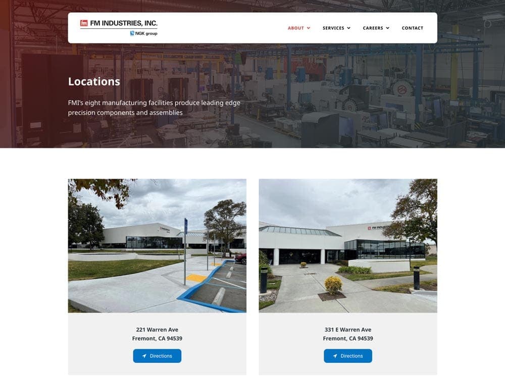 FM INDUSTRIES Locations Page