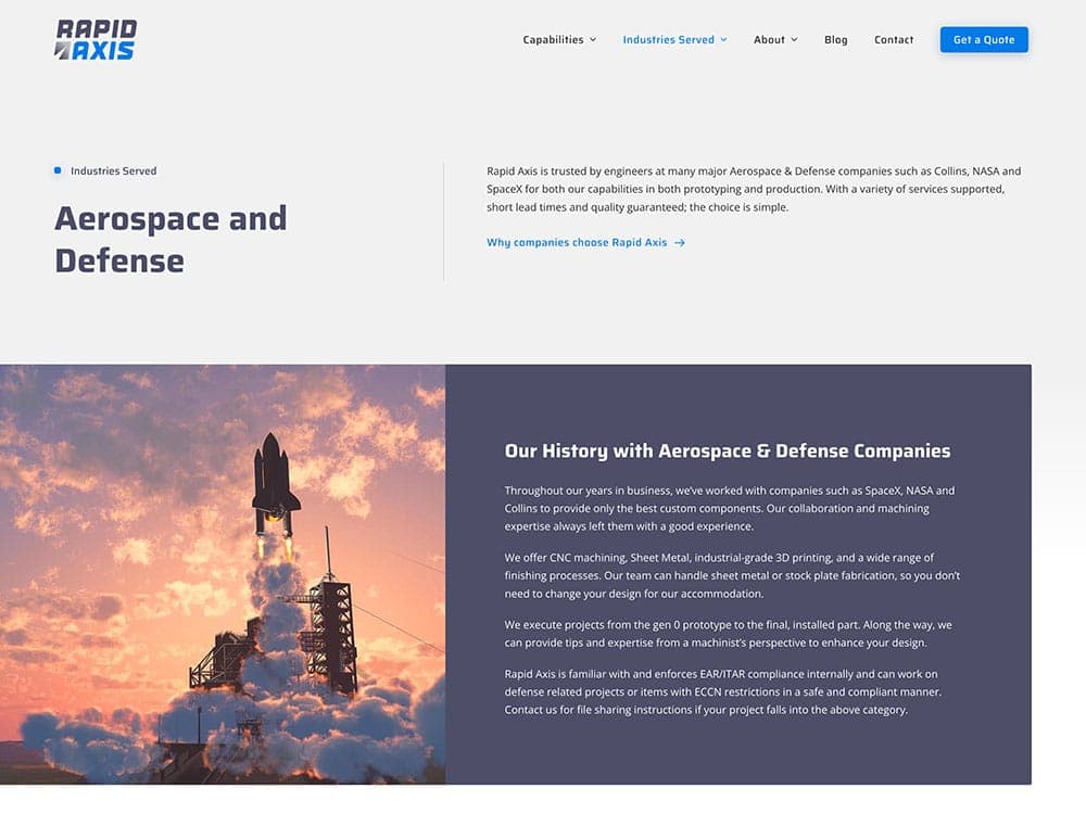 Rapid Axis Aerospace and Defense Page