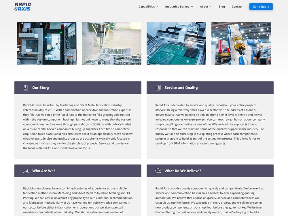 Rapid Axis Our Story Page