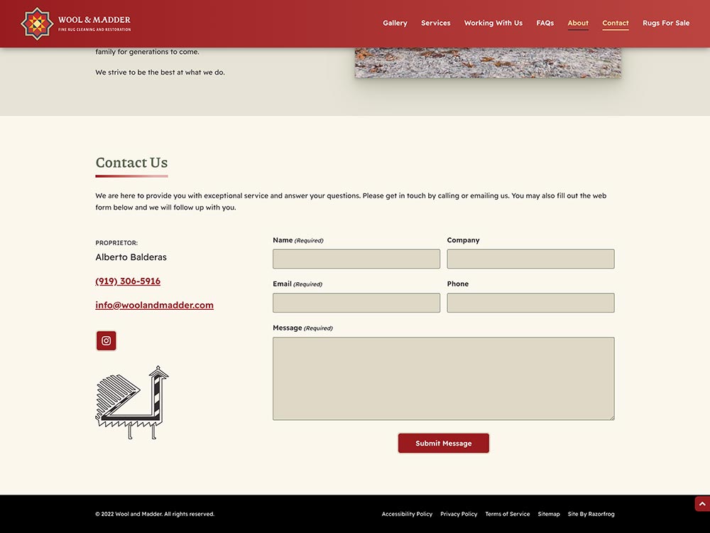 Wool and Madder Homepage Contact
