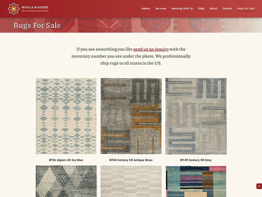 Wool and Madder Rugs For Sale Page