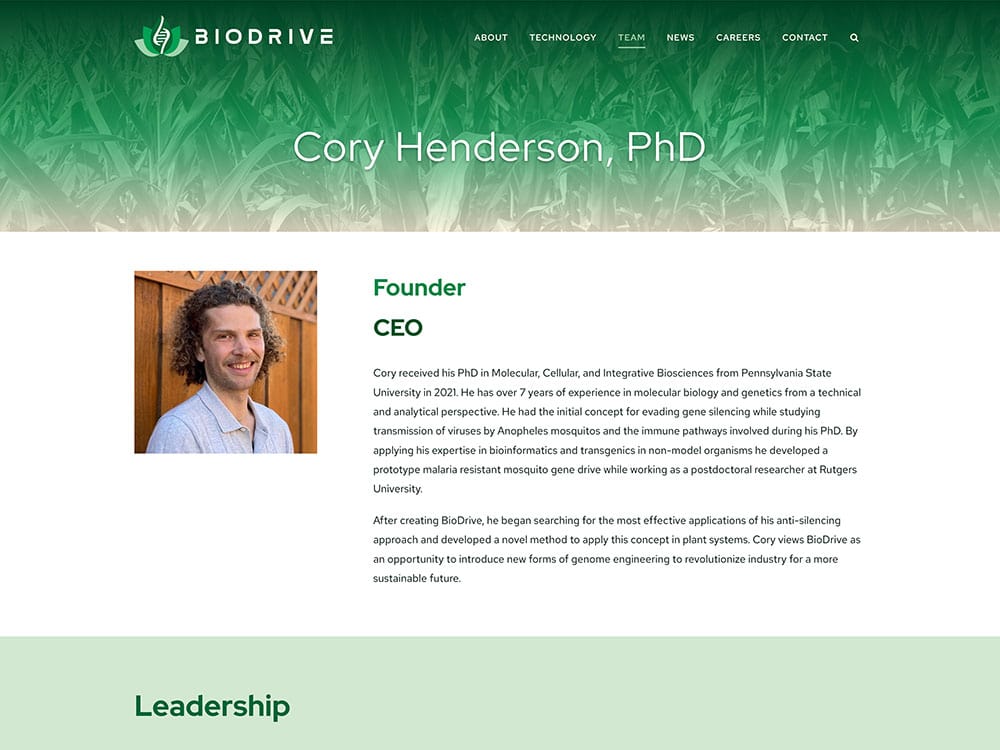 BioDrive Single Team Member Page